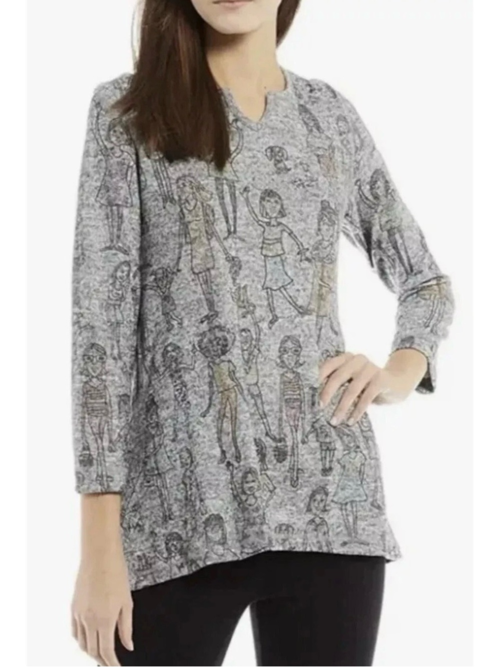 Ali Miles Gray Abstract Print Tunic